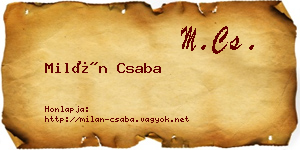 Milán Csaba névjegykártya